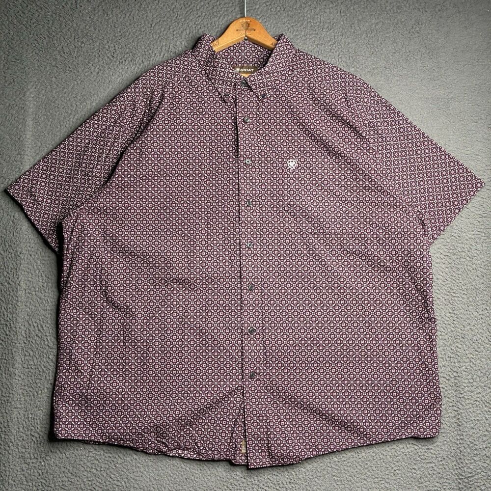 Ariat Shirt Men's 3XL All Over Print Short Sleeve Button Western Cowboy